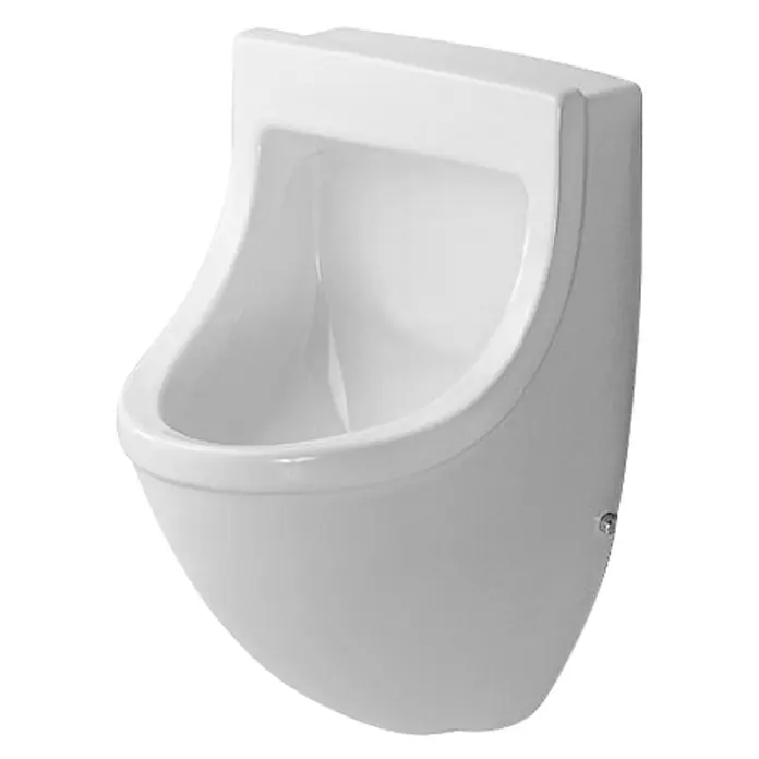Duravit Starck 3 Urinal - Mit Spülrand, Mit schmutzabweisender Glasur, Zulauf: Hinten, Absaugspülung, Farbe: Weiß, Mit Zielobjekt - Vorderansicht