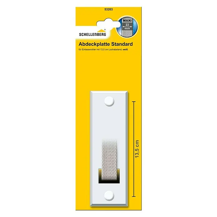 Schellenberg Abdeckplatte Standard - Weiß, Lochabstand: 135 mm, Gurtbreite: 23 mm