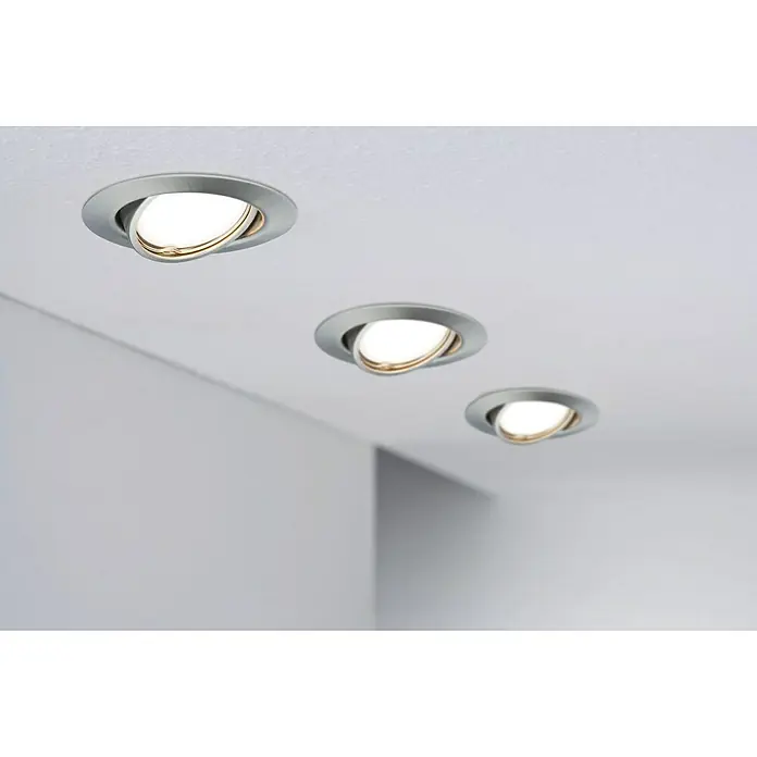 Paulmann LED-Einbauleuchten-Set Base - 5 W, Eisen gebürstet, 3 Stk., Warmweiß, Leuchtenkopf beweglich
