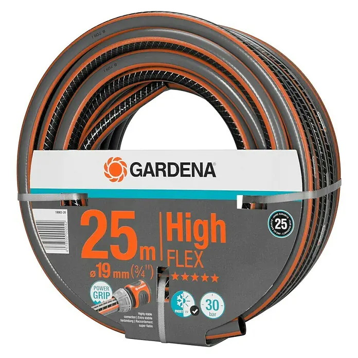 Gardena Manguera Comfort High Flex - Largo: 25 m, Diámetro tubo flexible: 19 mm (¾''), Presión máxima: 30 bar