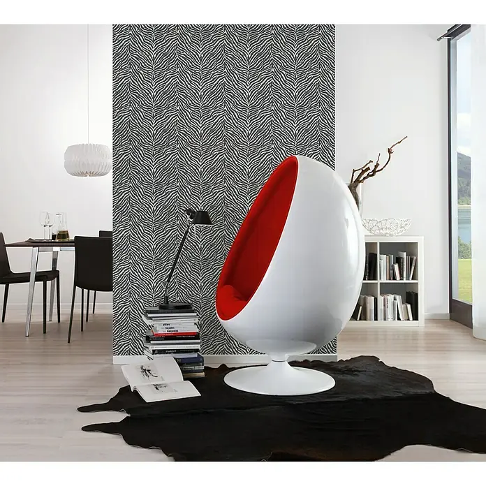 AS Creation Trendwall Vliesbehang Tijger - Zwart/Wit, Diermotief, 10,05 x 0,53 m - Sfeeropname