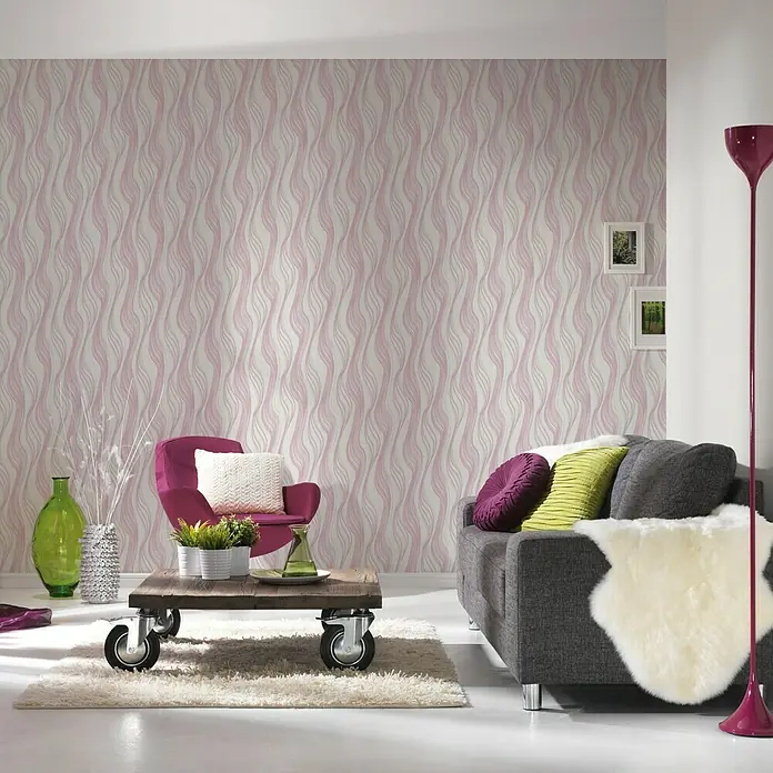 AS Creation Trendwall Vliestapete Welle - Grau/Rosa, Wellen, 10,05 x 0,53 m - Stimmungsaufnahme