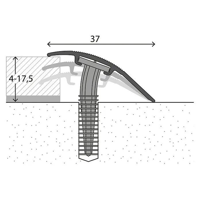 LOGOCLIC Anpassprofil 205 - Sahara, 0,9 m x 37 mm, Montageart: Schrauben - Detailaufnahme