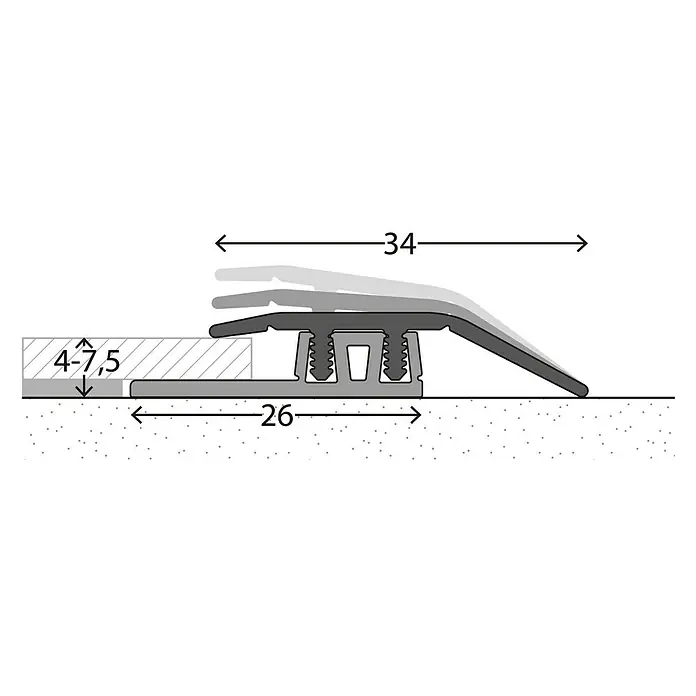 LOGOCLIC Anpassprofil 323 - Silber, 0,9 m x 34 mm, Montageart: Stecken - Detailaufnahme