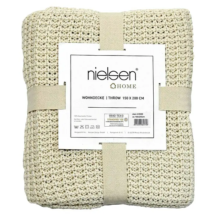 Nielsen Plaid Kuscheldecke Alen - L x B: 200 x 150 cm, Creme