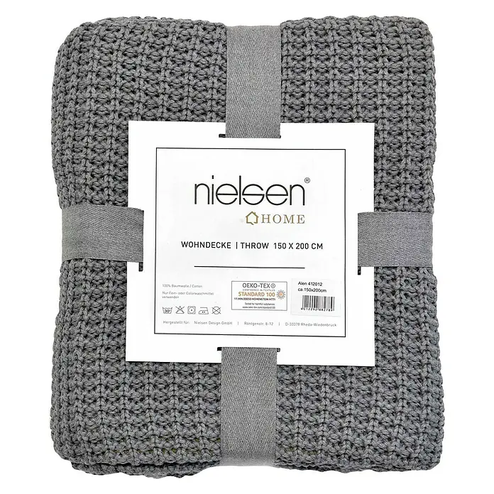 Nielsen Plaid Kuscheldecke Alen - L x B: 200 x 150 cm, Hellgrau