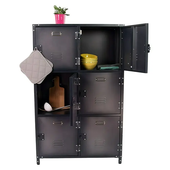 Metallschrank Vintage Industrial Style - 35 x 75 x 120 cm, Anzahl Türen: 6 Stk., Anzahl Fächer: 6 Stk. - Anwendungsbeispiel