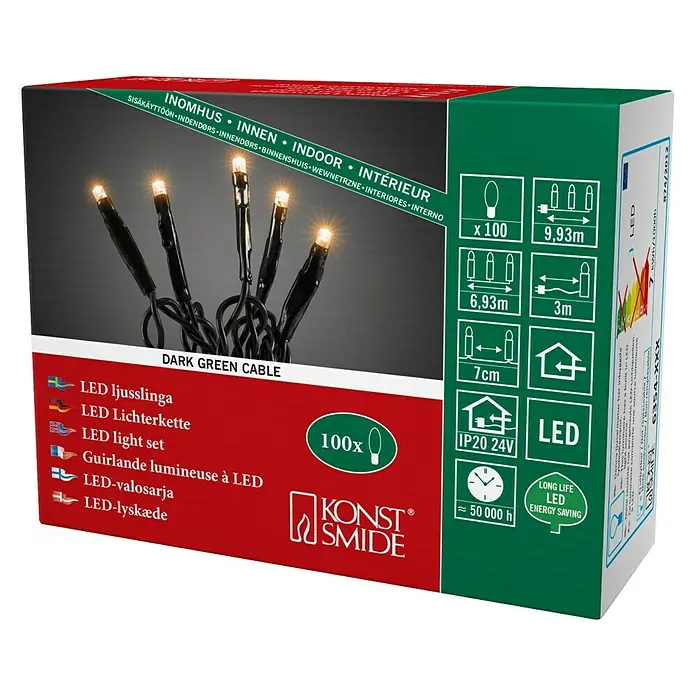 Konstsmide Led-feestverlichting Micro-led - Binnen, 100 lampen, Kabellengte: 6,93 m, Lichtkleur: Barnsteen