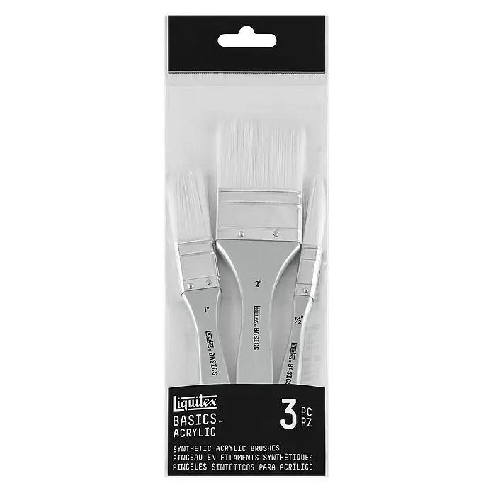 Liquitex Basics Borstenpinsel-Set - 3 -tlg., Größe Pinsel: 1/2″/1″/2″, Nylonfaser - Vorderansicht