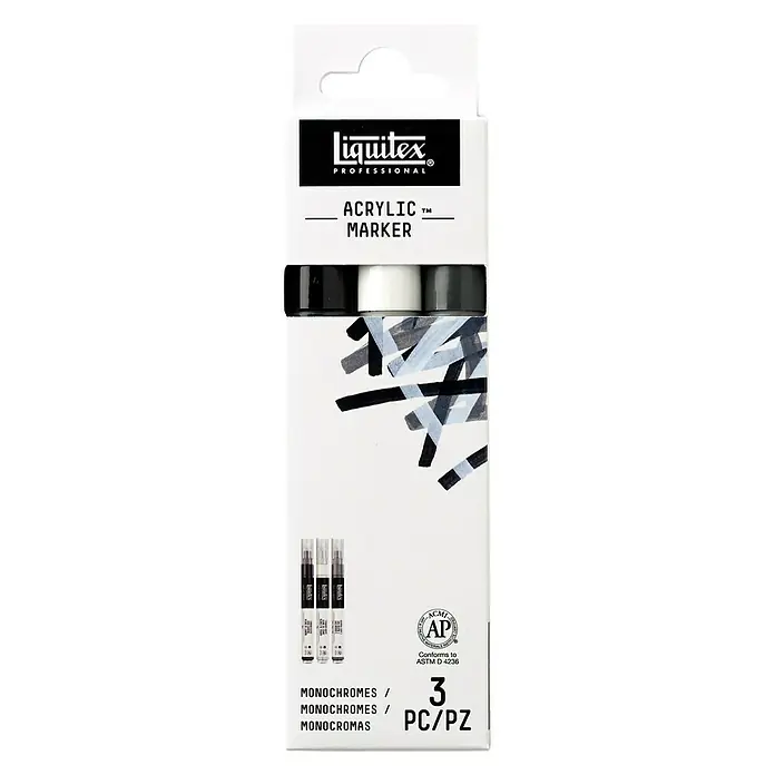 Liquitex Professional Set markera Paint Marker Essential - 3 Kom., 2 mm, Pravokutni vrh - Pogled sprijeda