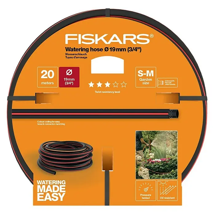 Fiskars Gartenschlauch - 20 m, Schlauchdurchmesser: 19 mm (¾″) - Ansicht von oben