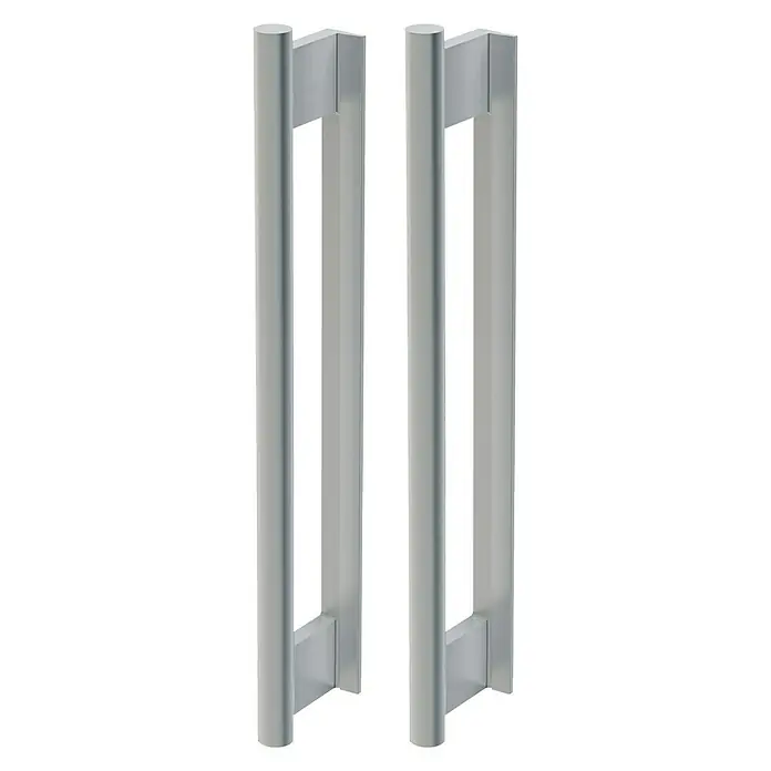 Diamond Doors Griffstangenpaar 49016 - Edelstahloptik, Geeignet für: Ganzglas-Schiebetüren, 35 x 2,5 cm - Vorderansicht