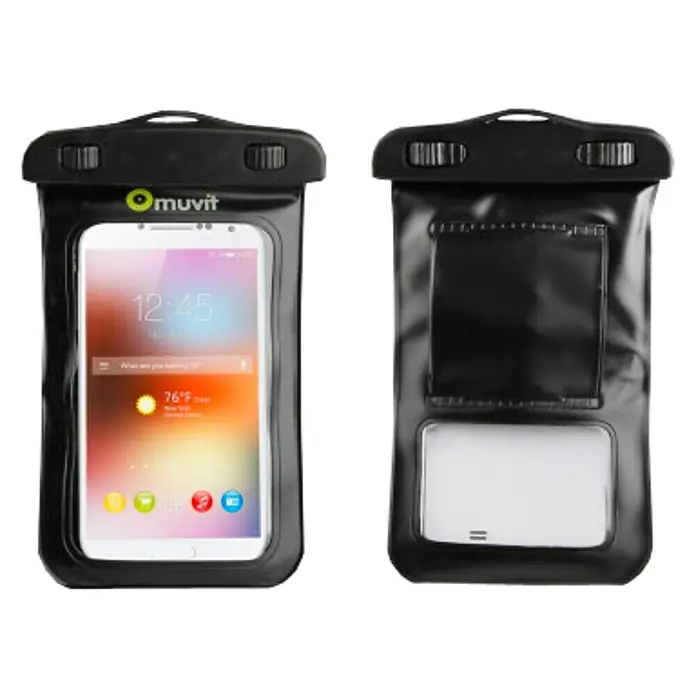 Funda para teléfono móvil impermeable - L x An: 0,5 x 8 cm, Negro, Transparente, Ajustable
