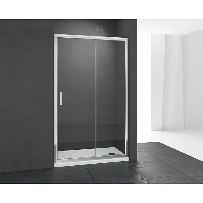 Mampara de ducha frontal Chloe - An x Al: 140 x 195 cm, Vidrio transparente, 5 mm, Cromo