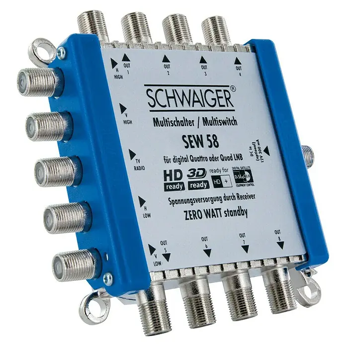 Schwaiger SAT-Multischalter 5 auf 8 - 950 - 2.150 MHz SAT, F-Buchse