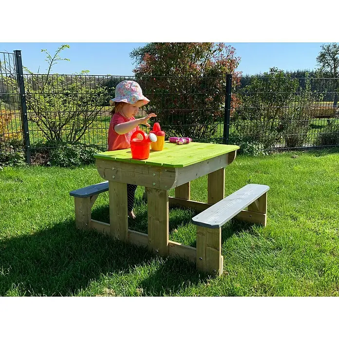 Wendi Toys Dječji stol za piknik - D x Š x V: 80 x 100 x 53 cm, Prirodna-zelena - Živopisni prikaz