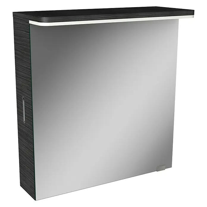 Modern 3.0 LED-Spiegelschrank - B x H: 60 x 68,4 cm, Rechts, Mit Beleuchtung, Spanplatte, Darkoak - Linke Seitenansicht