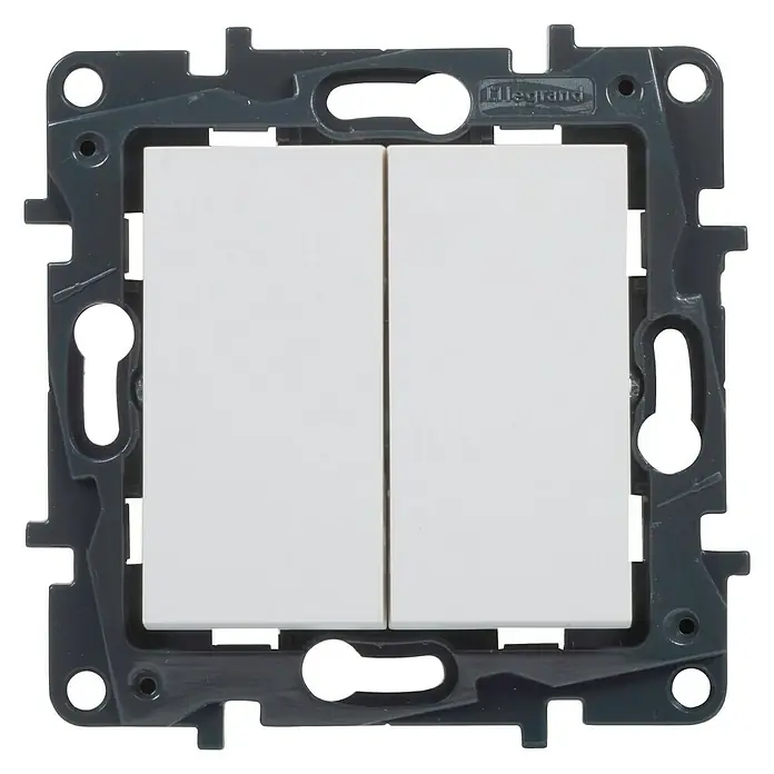 Legrand Niloé Step Conmutador doble - Blanco, Montaje en la pared, Plástico