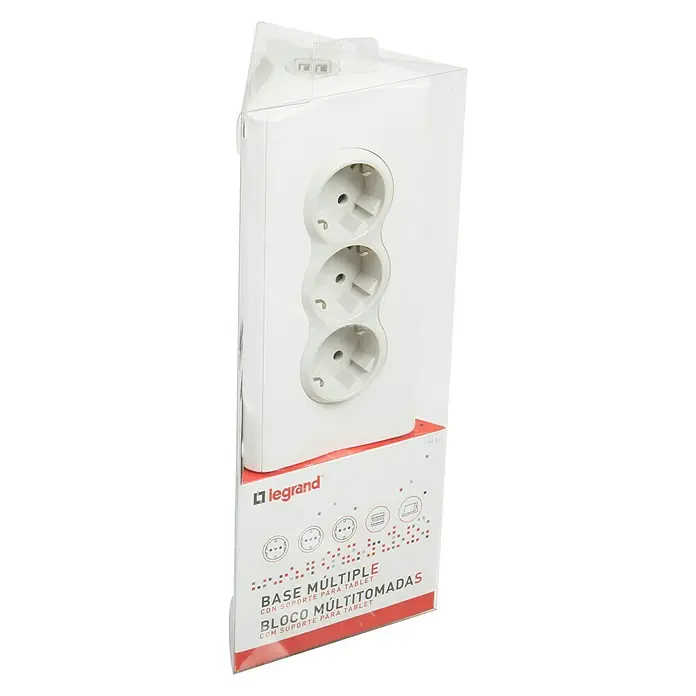 Legrand Base de enchufe múltiple 3t x 2p + 2 usb tablet - Número de enchufes Schuko: 3 ud., Blanco, Longitud del cable: 1,5 m