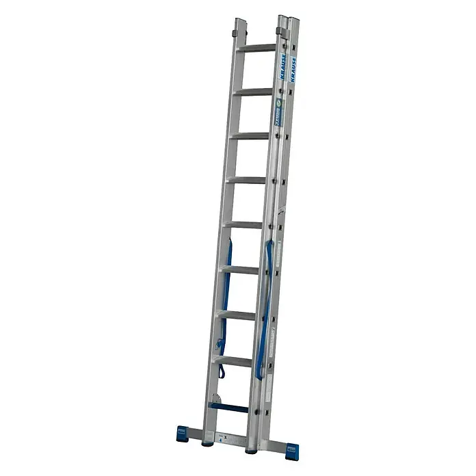 Krause Stabilo Sprossen-Mehrzweckleiter +S - Arbeitshöhe: 5,15 m, Anzahl Tritte: 2 x 9 Sprossen, Aluminium - Linke Seitenansicht