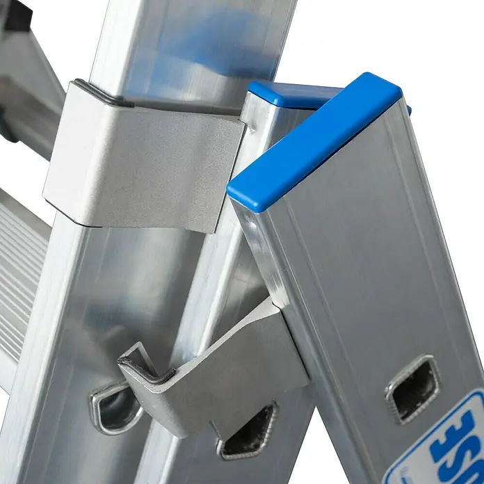 Krause Stabilo Sprossen-Mehrzweckleiter +S - Arbeitshöhe: 9,1 m, Anzahl Tritte: 3 x 12 Sprossen, Aluminium - Detailaufnahme
