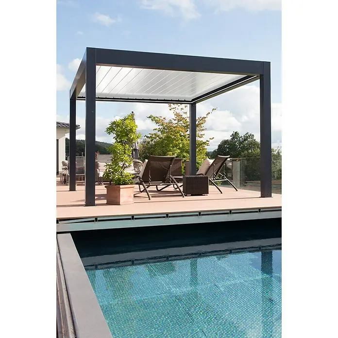Wismar-NFI Pergola Bio - Grau/Weiß, L x B: 400 x 339,6 cm
