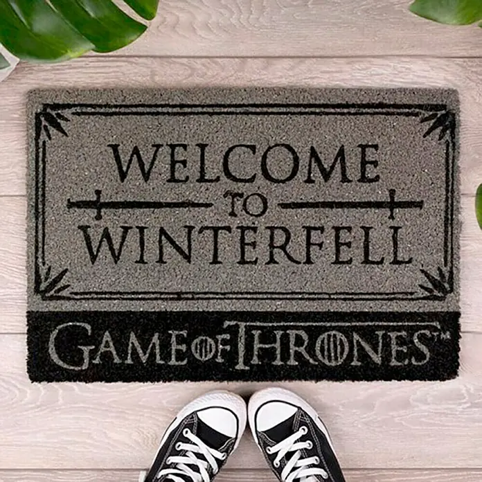 Felpudo de coco Welcome to Winterfell - Negro/Gris, 60 x 40 cm, 100 % coco