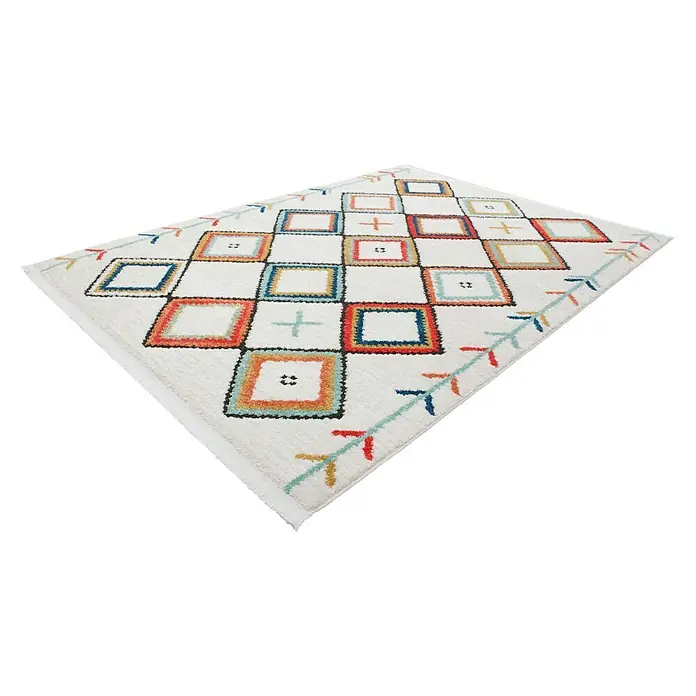 Kayoom Hochflorteppich Agadir - Bunt, 170 x 120 cm, 100% Polypropylen - Linke Seitenansicht