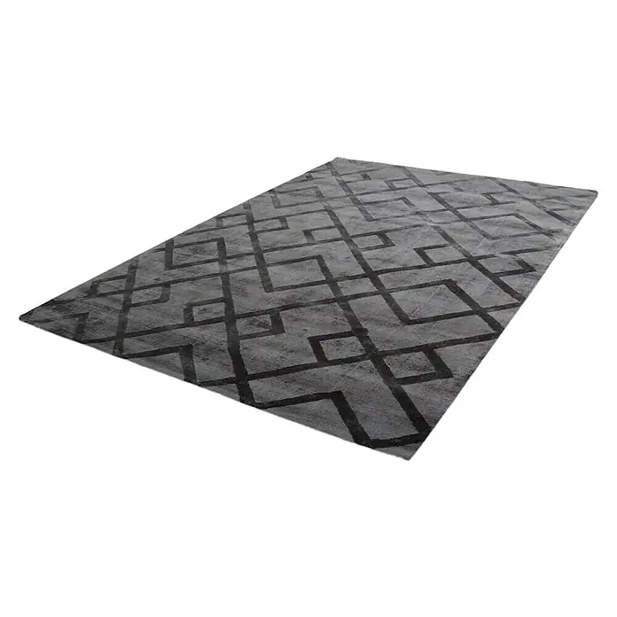 Kayoom Kurzflorteppich Luxury 310 - Grau, 150 x 80 cm, 100 % Viskose - Linke Seitenansicht