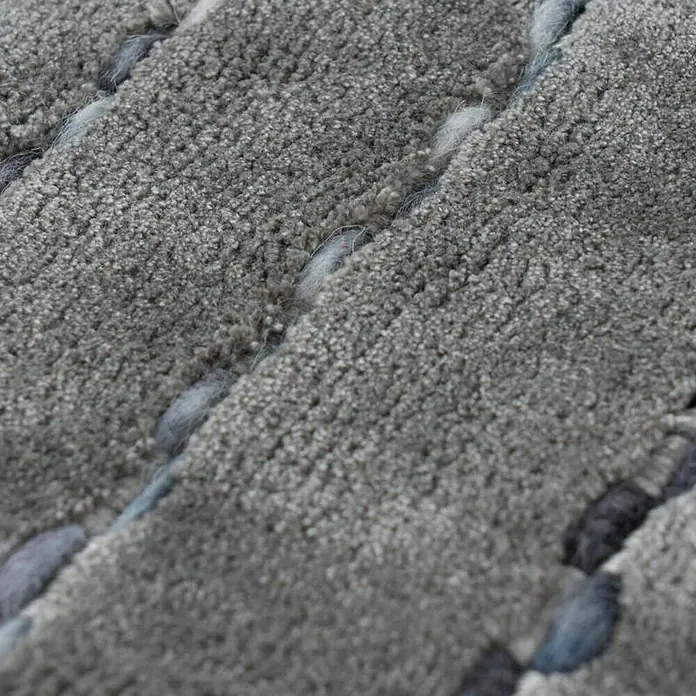 Kayoom Kurzflorteppich Prime - Silber, 150 x 80 cm, 70 % Viskose, 30 % Wolle - Detailaufnahme