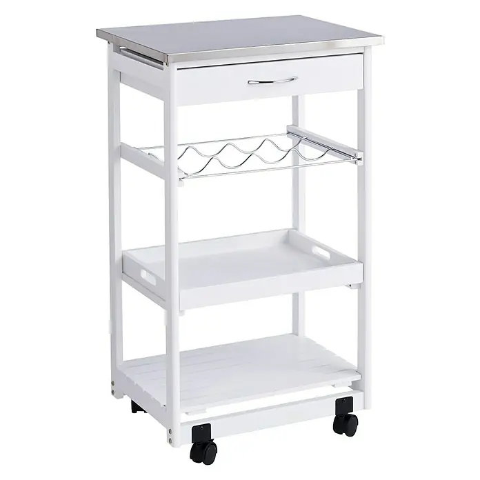 Zeller Present Carro de cocina - L x An x Al: 37 x 47 x 82 cm, Blanco/Acero inoxidable