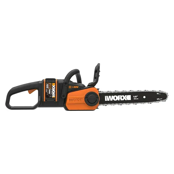 Worx Akku-Kettensäge WG384E - Akkuspannung: 40 V, Li-Ionen, 2 Ah, 2 Akkus, 35 cm - Vorderansicht