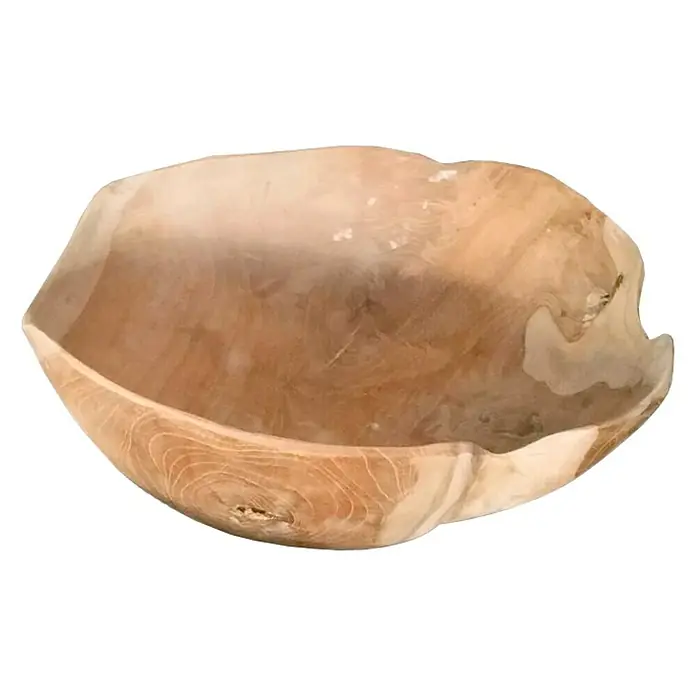 Bandeja de teca - Ø x Al: 30 x 15 cm, Natural, Liso