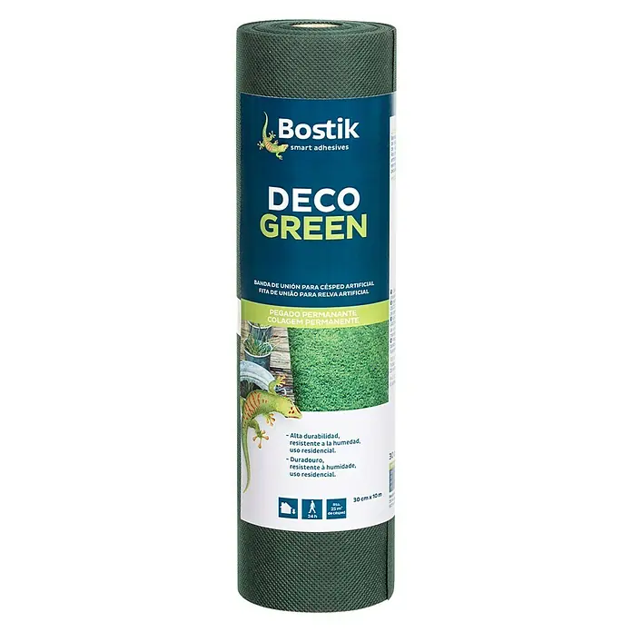 Bostik Banda de fijación Deco Green - 10 m x 30 cm, Verde, Césped