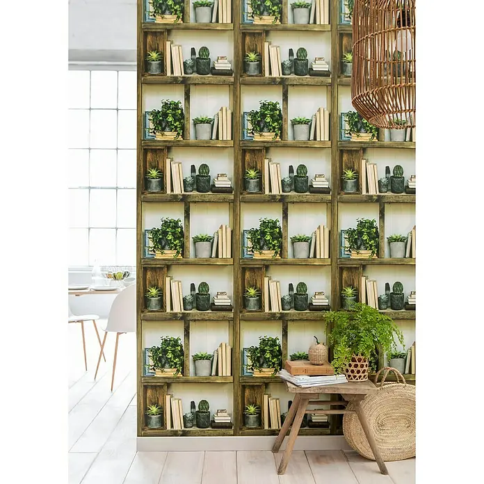 AS Creation Authentic Walls 2 Vliestapete Bücherregal - Bunt, Motiv, 10,05 x 0,53 m - Stimmungsaufnahme