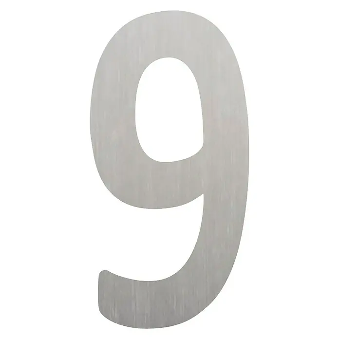 Etiqueta adhesiva troquelada 10 cm - 9, Plástico, Plateado, Autoadhesivo