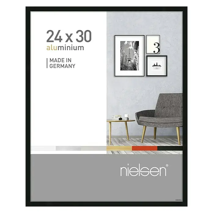 Nielsen Bilderrahmen Pixel - Schwarz, 24 x 30 cm, Aluminium - Vorderansicht