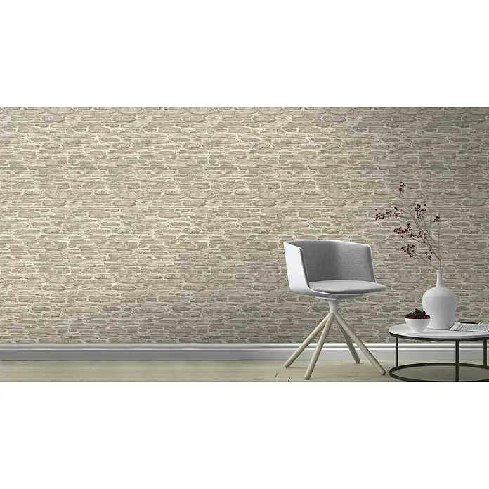 Rasch Tapetenwechsel Vliestapete - Beige, Steinoptik, 10,05 x 0,53 m - Stimmungsaufnahme