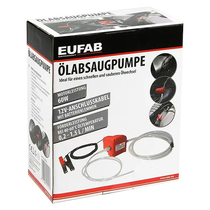 Eufab Ölabsaugpumpe - L x B x H: 13 x 9 x 9 cm, 12 V