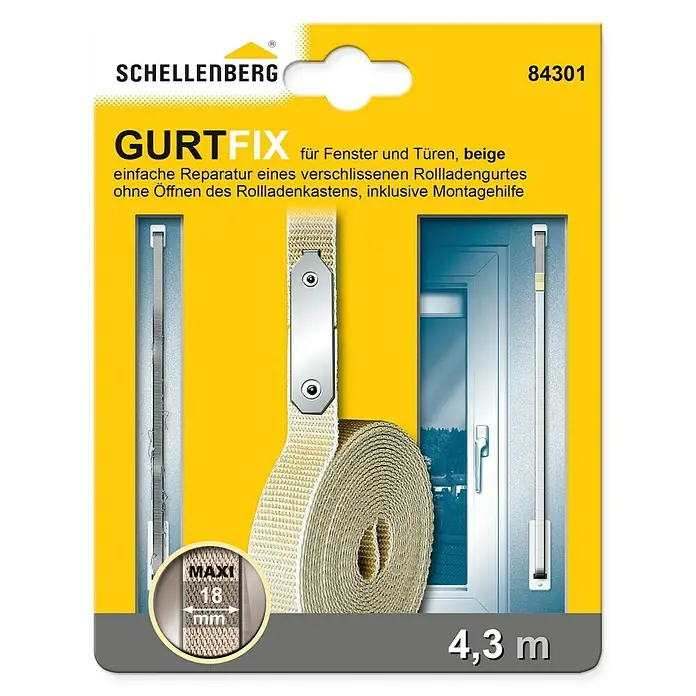 Schellenberg Gurtfix - Länge: 4,3 m, Gurtbreite: 18 mm, Beige - Vorderansicht