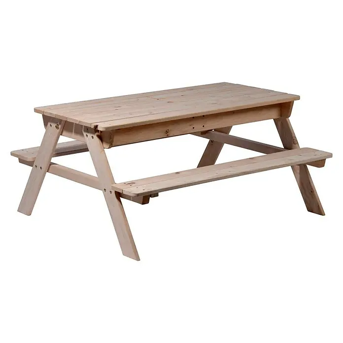 Dobar Kinder-Picknicktisch - L x B x H: 107 x 94 x 50,5 cm, Naturbraun - Linke Seitenansicht