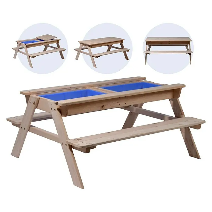 Dobar Kinder-Picknicktisch - L x B x H: 107 x 94 x 50,5 cm, Naturbraun - Vorderansicht