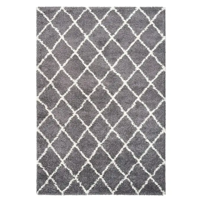 Hochflorteppich Loft - Grau, Weiß, 150 x 80 cm, 100 % Polypropylen
