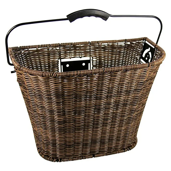 Fischer Fahrradkorb Retro - Traglast: 5 kg, Polyrattan, Winkelverstellbar - Vorderansicht