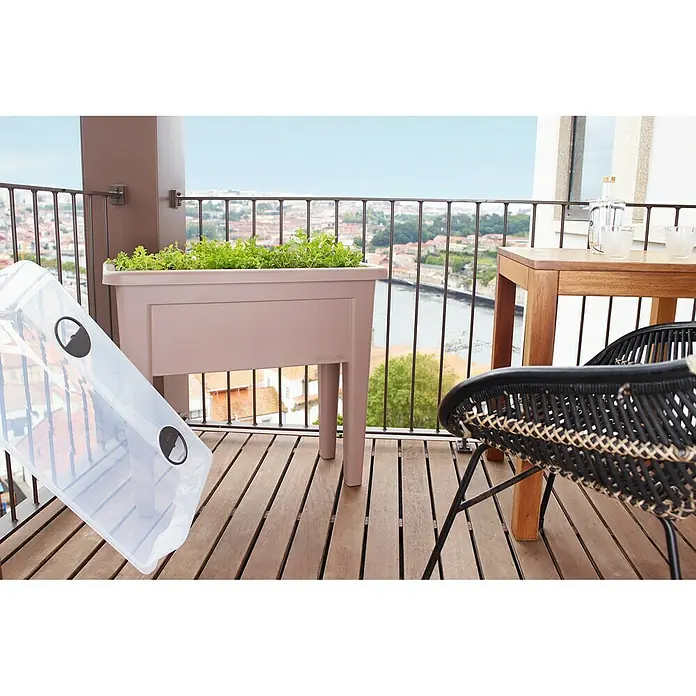 Visoka gredica Venezia - D x Š x V: 80 x 39 x 69 cm, Plastika, Taupe