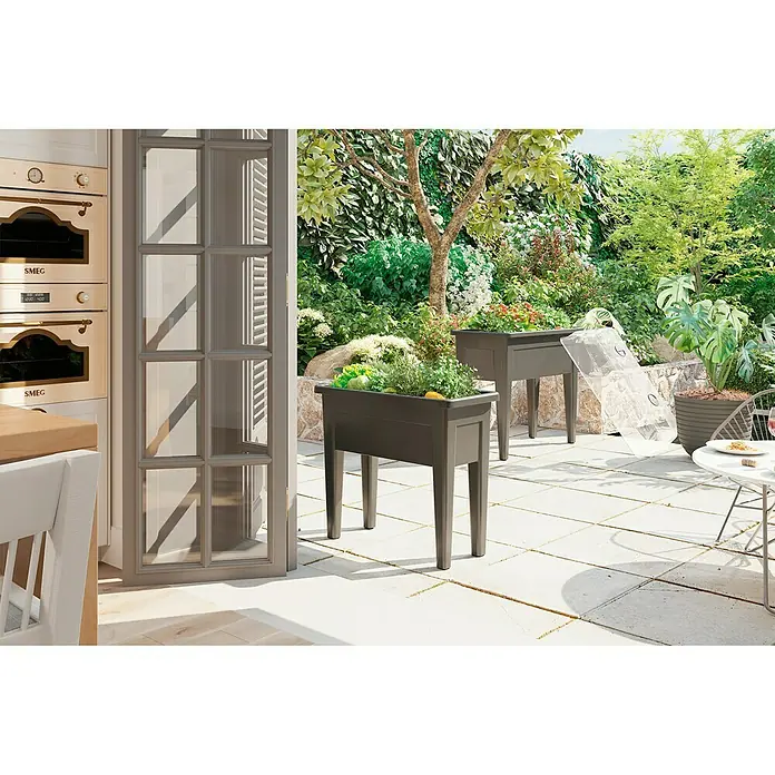 Visoka gredica Venezia - D x Š x V: 80 x 39 x 69 cm, Plastika, Antracit