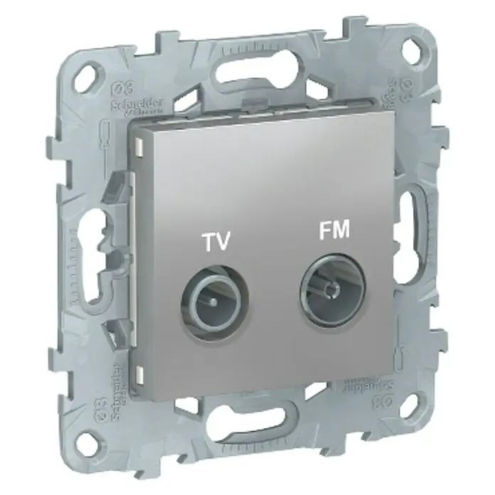 Schneider Electric New Unica Toma TV final - Aluminio, Montaje en la pared