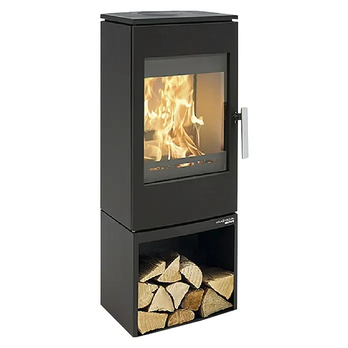 Haas+Sohn Kamin na drva Gastein-II easy - 6 kW, Kapacitet grijanja prostorije: 140 m³, Obloga: Čelik, Perl crna - Pogled s lijeve strane