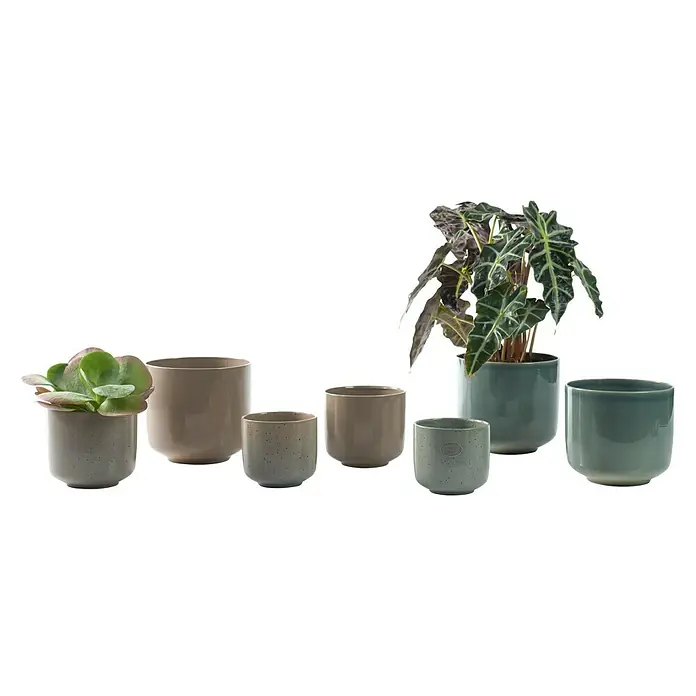 Soendgen Keramik Übertopf rund Bari - Außenmaß (Ø x H): 21 x 19 cm, Greige, Keramik