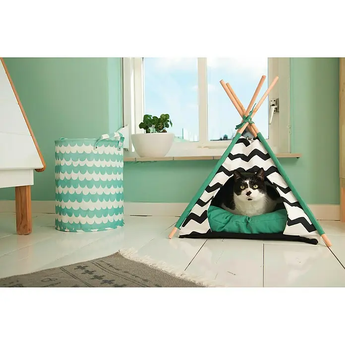 Karlie Carpa para gatos - 50 x 30 x 80 cm, Poliéster, Verde/Negro/Blanco